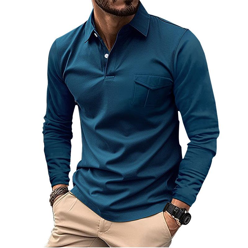 Spring and Autumn New Men's Long-sleeved Polo Shirt Casual Lapel Sports Polo Shirt