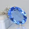 Lab Created 141.45 Ct Blue Sapphire Oval 925 Sterling Silver Flawless Pendant MY-PD-151-NS
