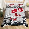 Koi Fish Duvet Cover Set Carp Tie Dye Bedding Sets Traditional Chinese Ink Art Bedspread Lotus Leaf Nature Quilt Cover Full Size