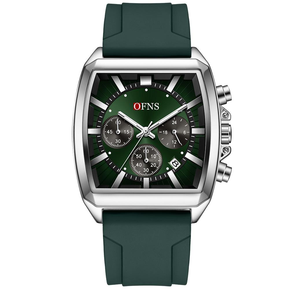 OFNS Business Sports Luxury Multifunctional Chronograph Quartz Watch for Men Waterproof Luminous Strap Casual Male Wristwatch