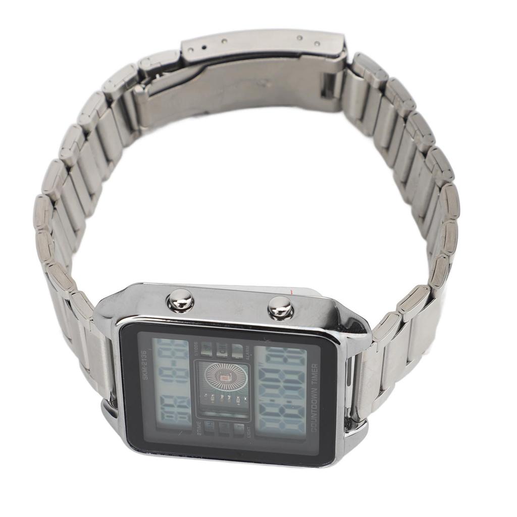 Цифровые часы для мужчин Функция обратного отсчета Календарь Будильник Водонепроницаемость Ремешок из нержавеющей стали