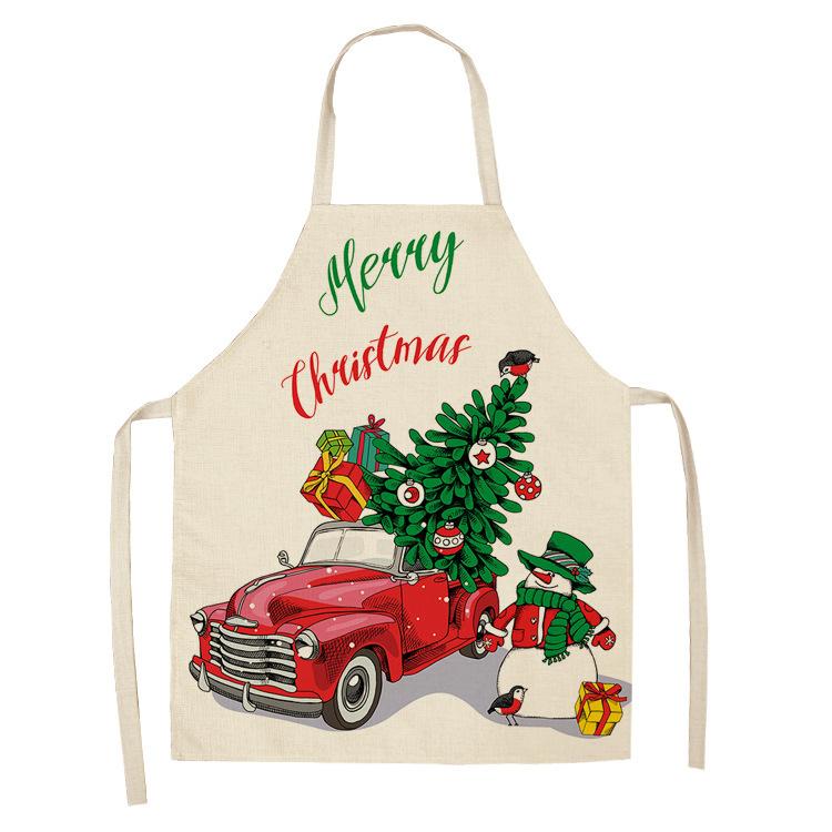 New cartoon Christmas sleeveless printing sleeveless apron home waterproof kitchen dust protection