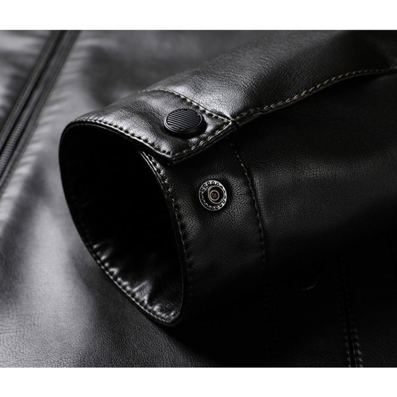 Кожаная куртка, мужская осенне-зимняя новая мужская куртка с воротником-стойкой, мягкая кожаная куртка, мужская свободная повседневная кожаная куртка