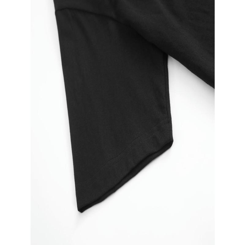 Европейский размер футболки - Смелая черная футболка с круглым вырезом, с белым текстом и дизайном в виде красного креста, Заявление на футболке | Идеальная повседневная одежда