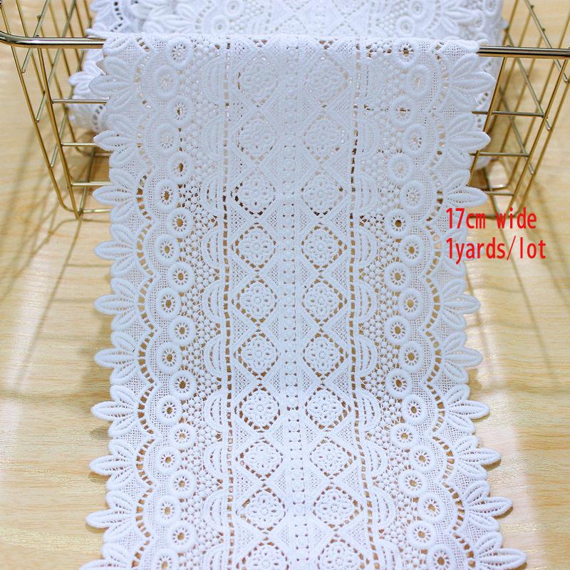 Новый стиль, ширина 17/20 см, 1 ярд/упаковка, водорастворимая кружевная отделка с цветочной вышивкой, кружевная бейка, хлопковый материал