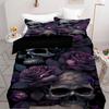 Purple Rose Skull 3D Print Duvet Cover Halloween Theme Bedding Set Soft Comfortable For Teens Adults Quilt Cover Pillowcase