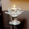 Durable Crystal Lotus Candlestick Elegant Lotus Flower Figurines Glass Candle Stand  Coffee Table