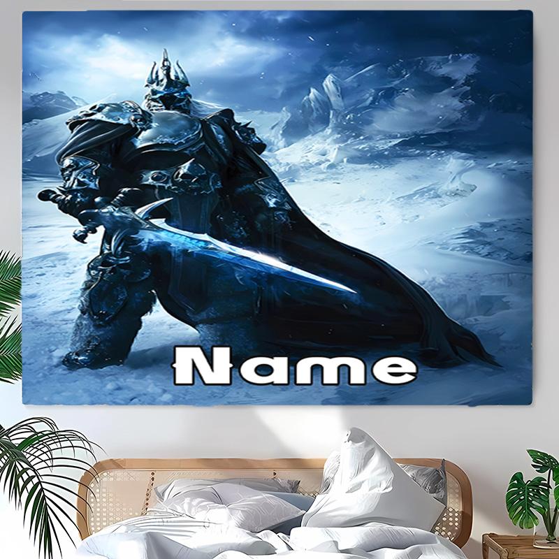 Personalized World of Warcraft Background Tapestry,Custom Name Birthday Party,Multifunctional Wall Decoration for Home Decor,Various Occasions