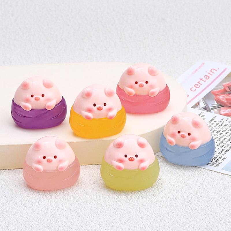 Маленькая светящаяся свинья Zongzi смоляные аксессуары DIY ювелирные изделия мультяшный кремовый клей аксессуары креативные светящиеся украшения