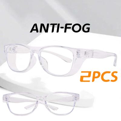 2 шт. Прозрачные защитные очки Женские квадратные очки против запотевания, блокирующие синий свет, Устойчивые к царапинам Рабочие очки для мужчин и медсестер