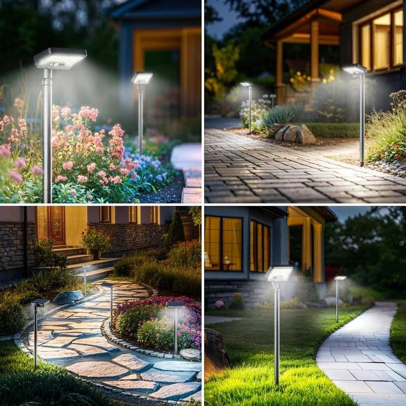 Solar Motion Sensor Lights Outdoor Pathway Lights Garden Light Adjustable Angle Rechargeable for Walkway Driveway Sidewalk Patio