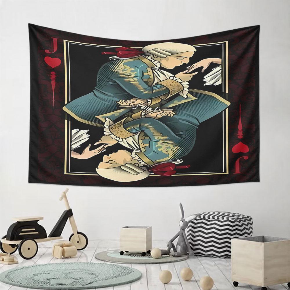 "Elegant Jack of Hearts Design" Pattern Wall Hanging Tapestry Decorative Tapestry Home Decor for Bedroom and Living Room