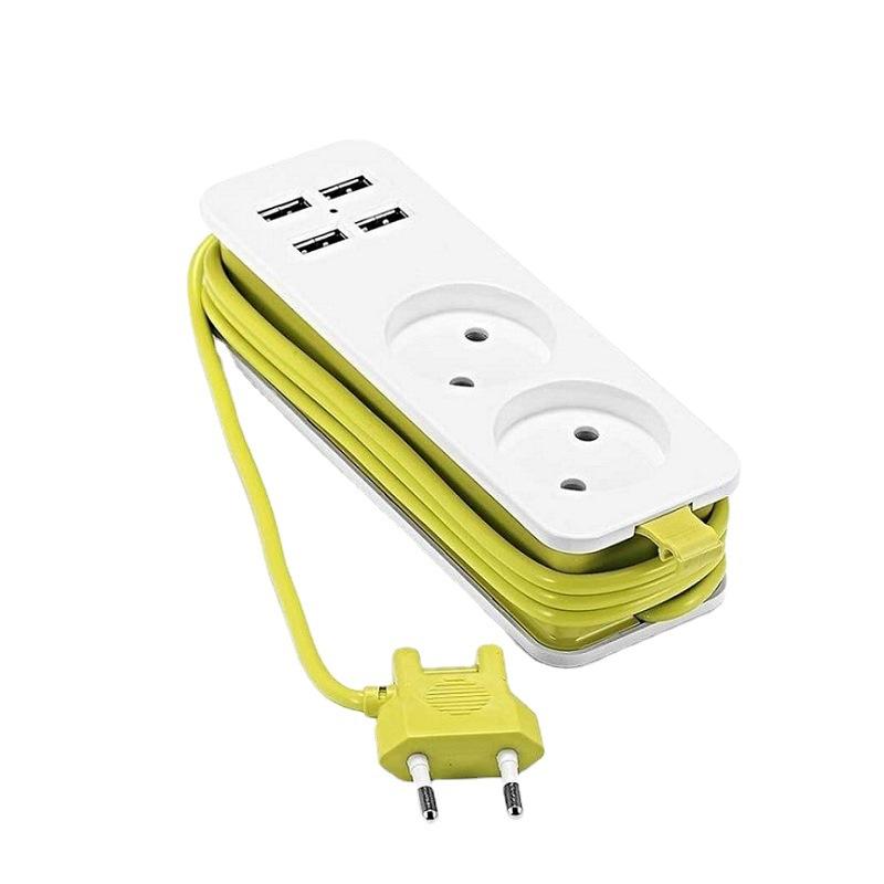 Удлинительная розетка европейского стандарта, концентратор, дорожный удлинитель, 5 портов с 4 USB-разъемами