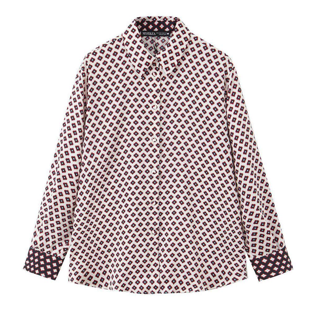 TAOP&ZA Женский летний комплект из шелкового атласа с принтом: рубашка и повседневные брюки