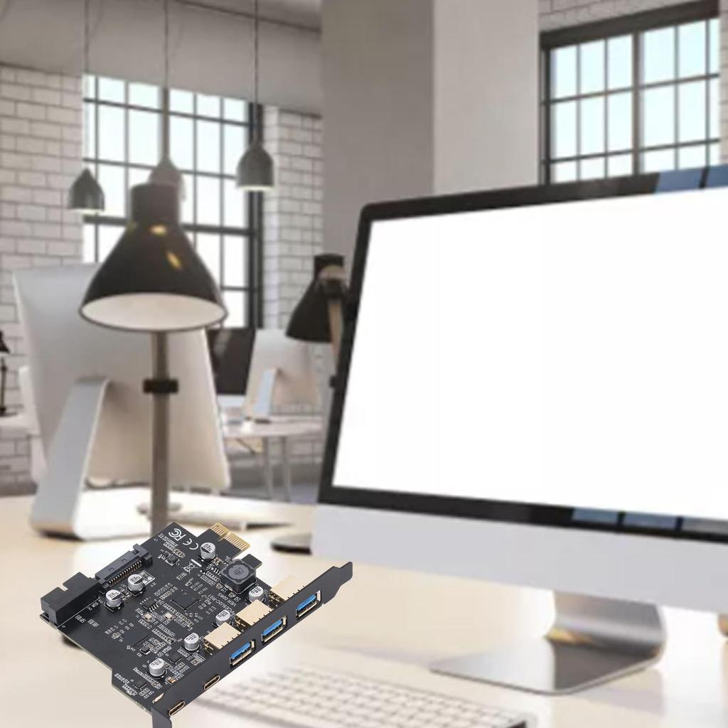 PCIe To USB 3.2 Gen 2 Expansion Card 20Gbps 5-Port PCI Express A for Desktop PC with USB Type A/C Ports