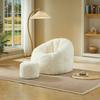 Soft Flower-Shaped Bean Bag Chair for Adults with Footstool, Vacuum-Packed Without Assembly, Ideal for Living Room, Bedroom & Balcony, Cream White