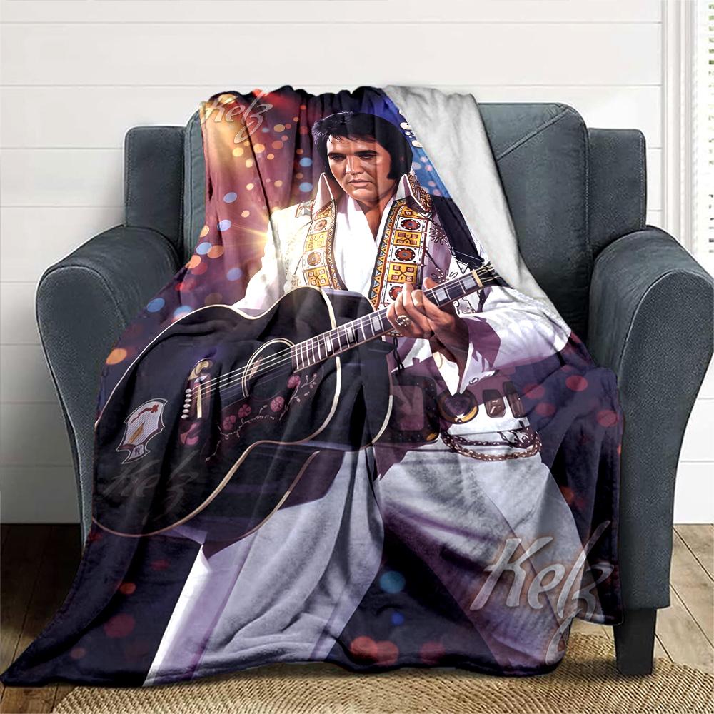 Elvis Presley Personalized Text Blanket Lightweight Customizable Blanket Durable Comfort Throw For Bed Livingroom Home Decor Office