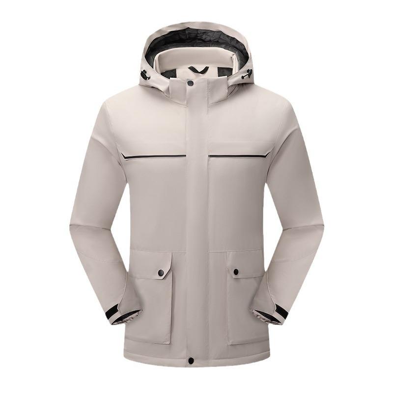 Outdoor Integrated Fleece Waterproof and Windproof Jacket for Men and Women, Warm and Thickened Jacket, Overalls