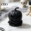 Decorative Solid Plastic Figures 3D Printed Evil Pumpkin Head Figurine with Ruffled Collar, Gothic Dark Style Character Jack O Lantern Statue
