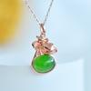Hotan Jade S925 Silver Inlaid Jasper Egg Face Pendant for Women