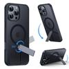 Матовый прозрачный чехол Magsafe для iPhone 16 15 14 13 12 Pro Max Plus из алюминиевого сплава с вращающейся на 360° подставкой и магнитной крышкой