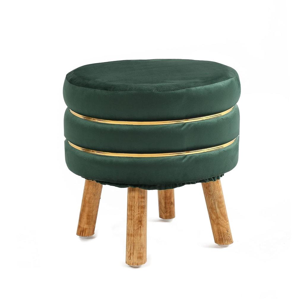 Living Room Set of 2 Sitting Ottoman Foam Cushioned Puffy for Foot Rest Home Furniture with 4 Wooden Legs Velvet Stool for Office Home Decor, 16 Inch