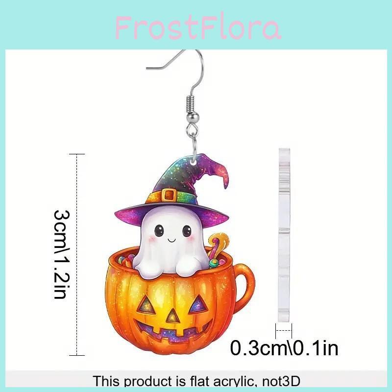 Halloween Themed Ghost Pumpkin Pot Pattern Women Acrylic Earrings For Men And Women Summer