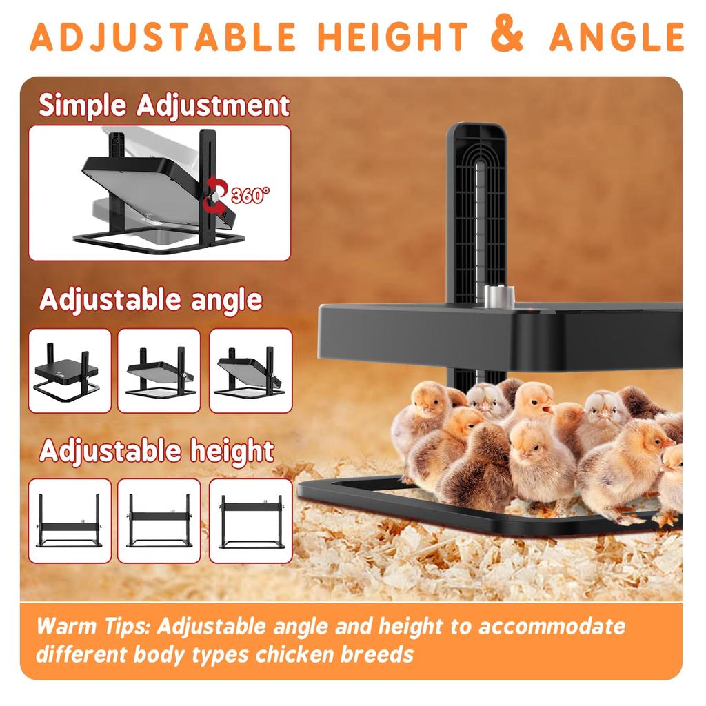 Chicken Brooder Heater,Chick Warmer with Adjustable Temperature,Height and Angle,Brooder Heater Plate