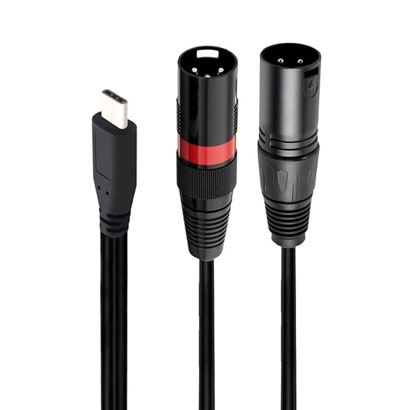 1M Usb-C To Dual Xlr Male Audio Cable Type-C To 2 Xlr Adapter For Tablet Phone Laptop For Iphone For Macbook For Samsung