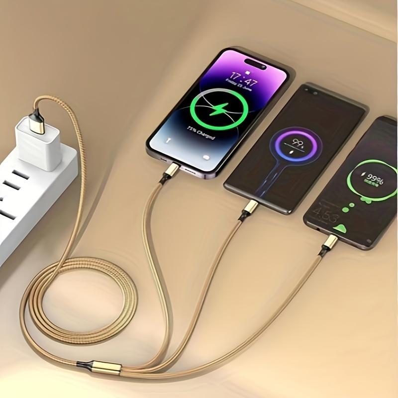 3-в-1 USB-кабель для быстрой зарядки iPhone Android Type-C
