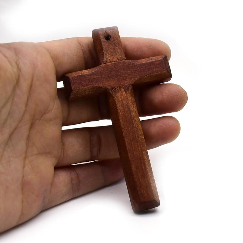 5pcs Wood Cross Pendant Charm Hangable Charm Ornament Decoration Crafts for Home Church Praying Meditation Charm Gift