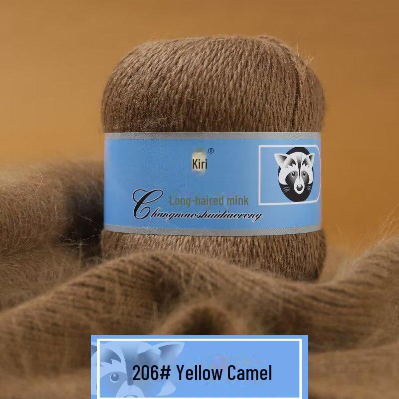 Мягкая пряжа из кашемира ручной работы для шапок и шалей, пряжа из шерсти норки с длинным ворсом средней толщины для вязания крючком