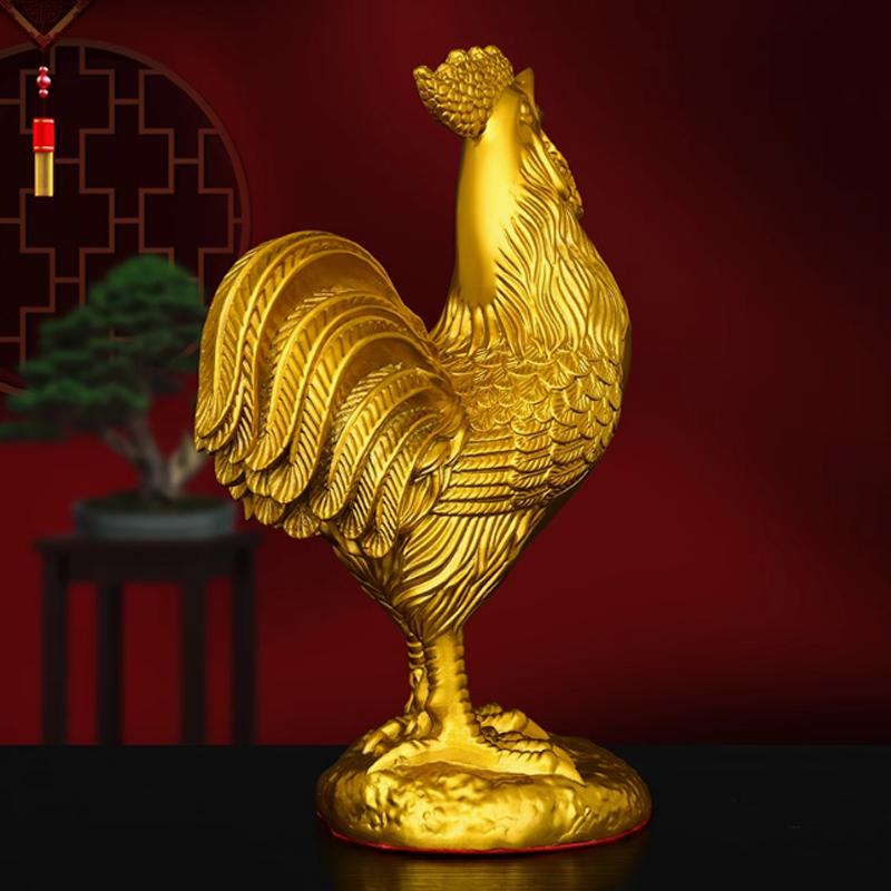 Brass Zodiac Yuan Baoji Golden Rooster News Home Mascot Living Room Office Decoration