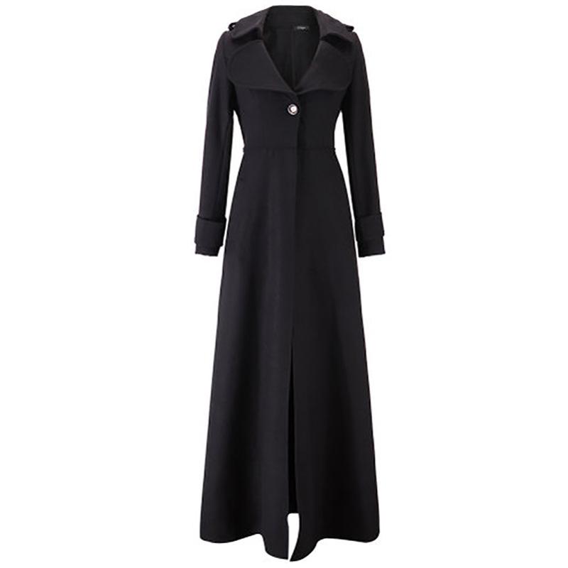Winter Women Slim Elegant Classic Cashmere Single Button Long Coat