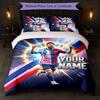 Lionel Messi Custom Name Text Bedding Set 1 Duvet Cover+2 Pillowcases Soccer Logo Personalized Gift For Special Occasion Bedroom Decor