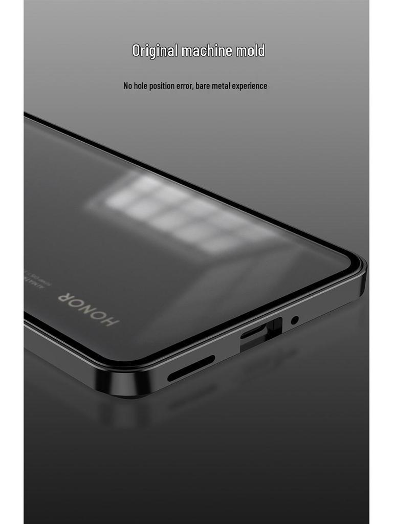 Чехол для телефона Honor 400pro с металлическим каркасом: Кнопка-защелка, Матовая задняя панель, Защитное зеркало.