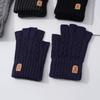 Solid Color Knitted Gloves Driving Gloves Half-finger Gloves Warm Fingerless Gloves  Winter