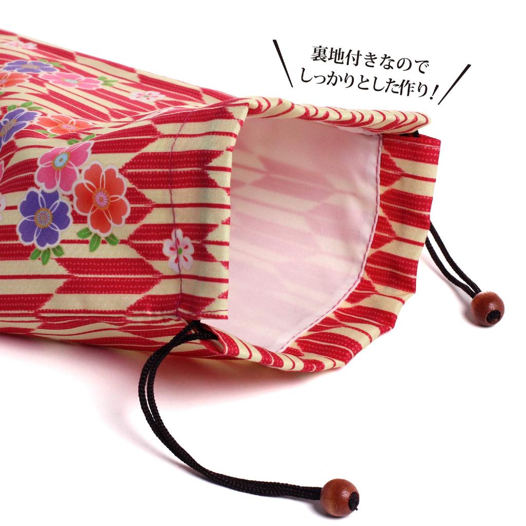 Taniguchi Shoudo Wagami Koji Goshuincho Drawstring Bag with Cherry (Yagasuri Blossoms)