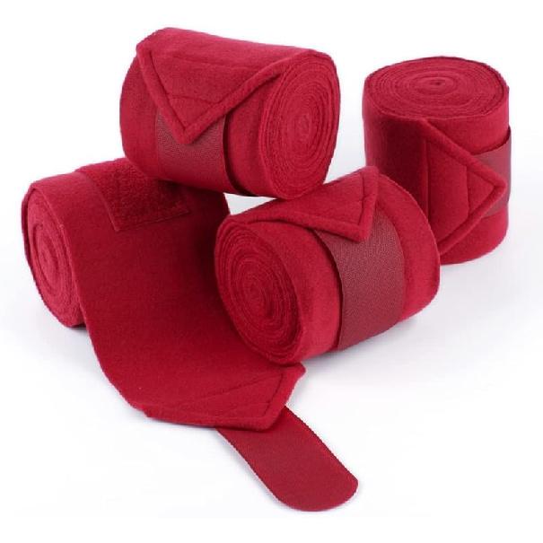 Horse Polo Wraps 2.5m Soft Fleece Polo Wraps Equestrian Leg Bandage Wrap Set of 4 Packs (Red - 2.5m)