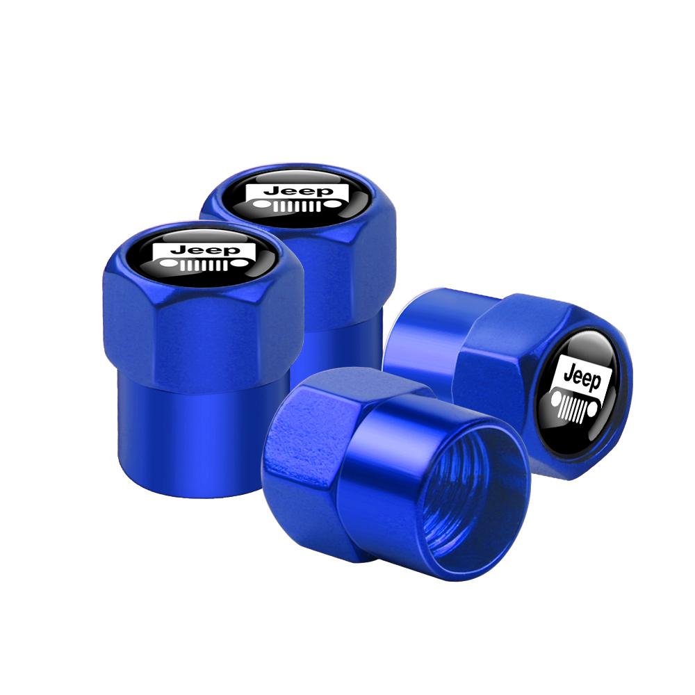 4pcs Car Wheel Tire Valve Caps Stem Case With Emblem For Jeep Renegade Wrangler jk Gladiator Compass Grand Cherokee Auto Styling AMR1