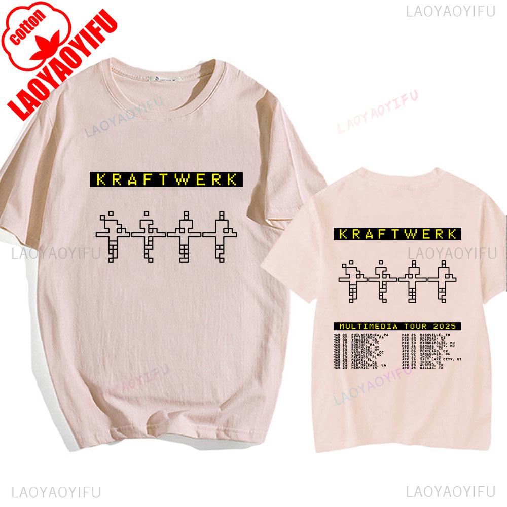 Electronic Band KRAFTWERK Tshirts Cotton Short Sleeve Male T-shirt Summer Round Neck Hip Hop Tops Streetwear Unisex Cotton Shirt