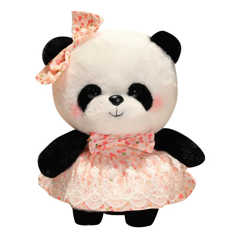 Cute Lolita Sweet Dress Panda Plush Toys Cartoon Girls Birthday Dolls Gifts