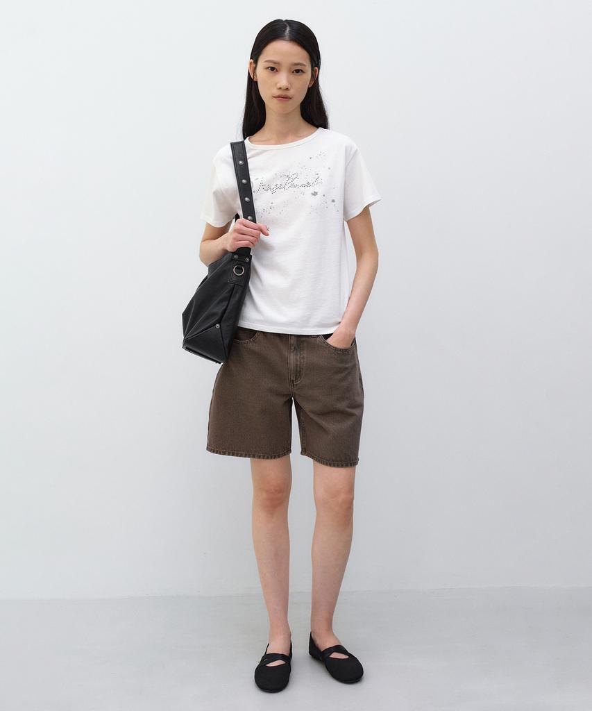 INSILENCE WOMEN Raw Bermuda Pants Brown