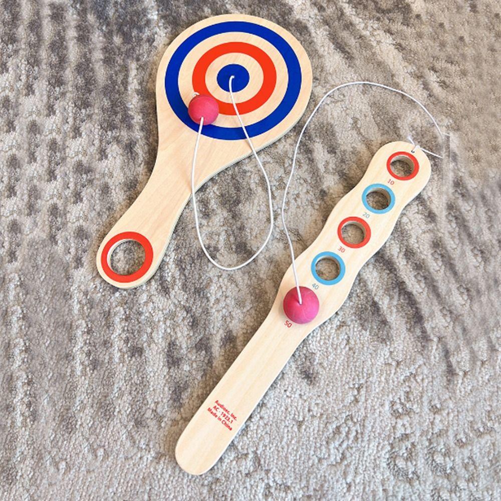 Wooden Paddle Wooden Paddle Ball Game Red Ball Rebound Ball Game Interactive Toy