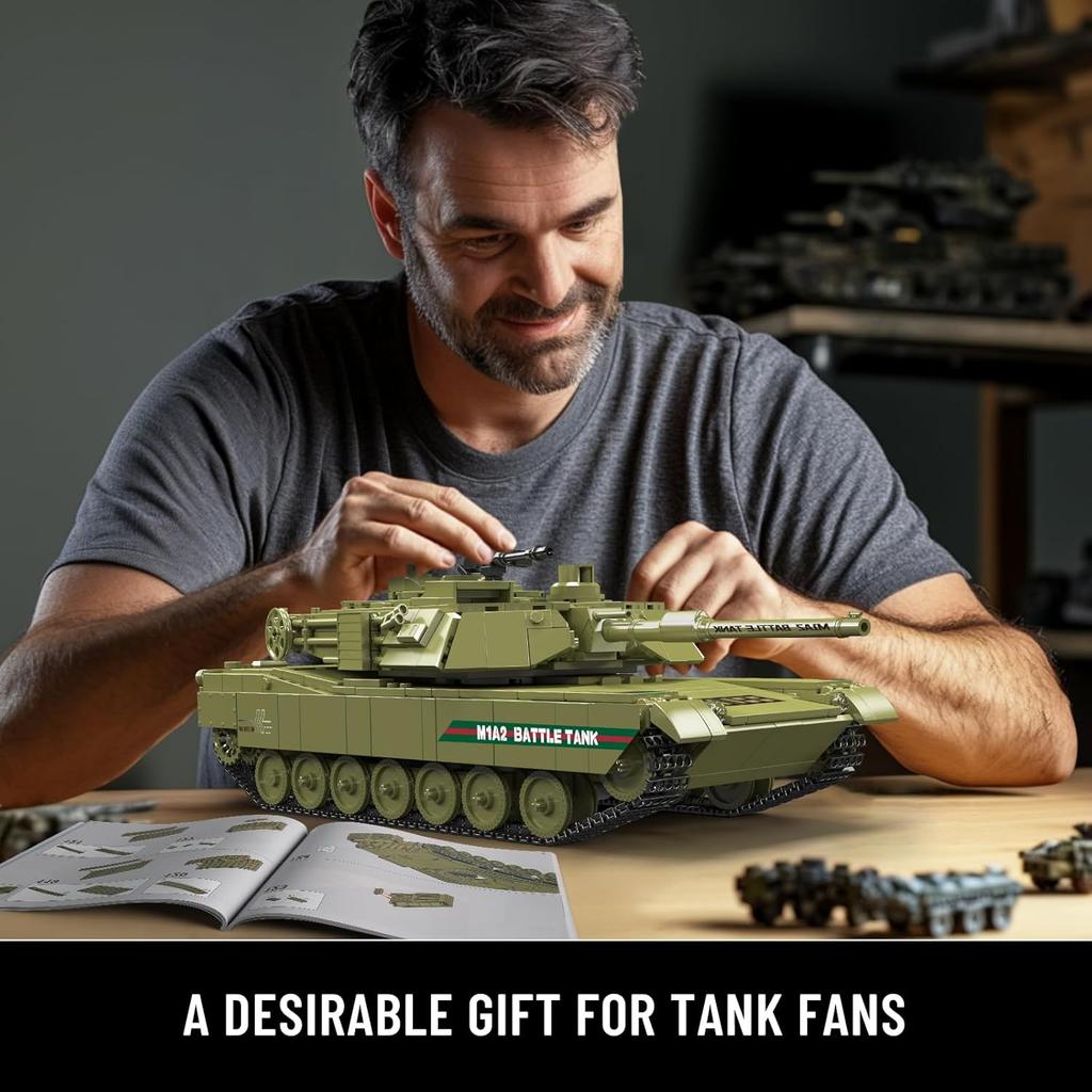MOULD KING 20033 Военные танковые игрушки Пульт дистанционного управления M1A2 Основной боевой танк Строительный блок Кирпичная сборка Детский рождественский подарок