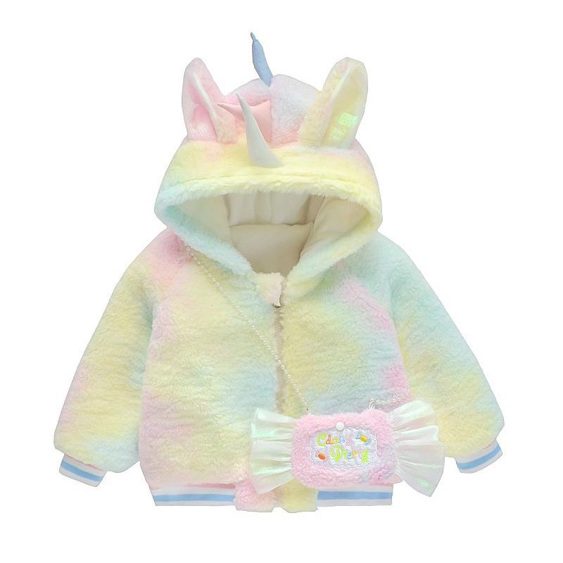 Children's Plush Coat Kids Girl's Warm Hooded Coat Cute Jacket