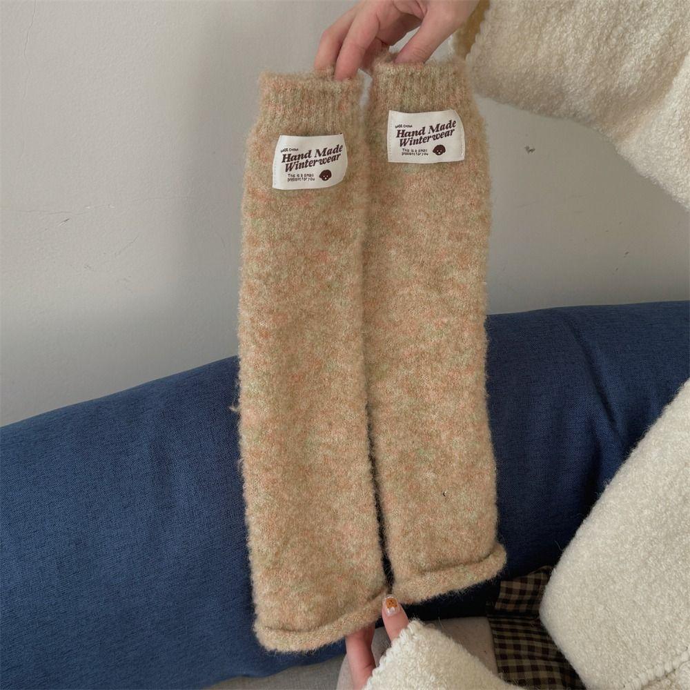 Colorful Kintted Y2k Leg Warmers Soft Warm Leg Cover Fashion Plush Stockings Women