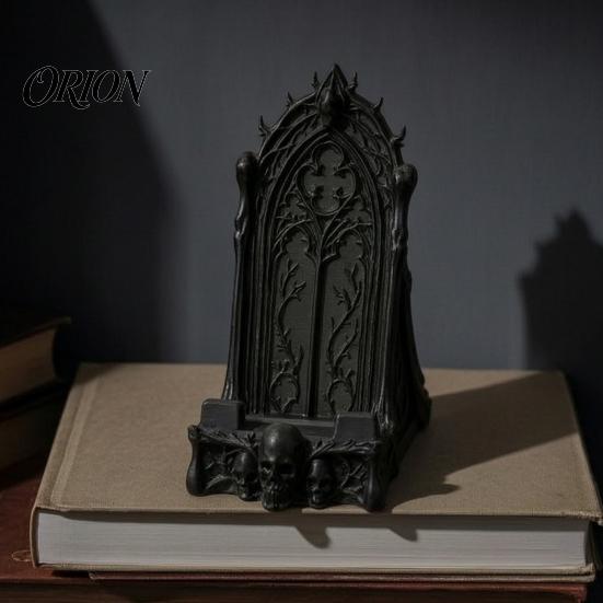 3D-печатная подставка для телефона, готическая оконная подставка, винтажная рельефная подставка-органайзер для стола с черепом и лозой, темная академическая подставка для телефонов, декорация для офиса