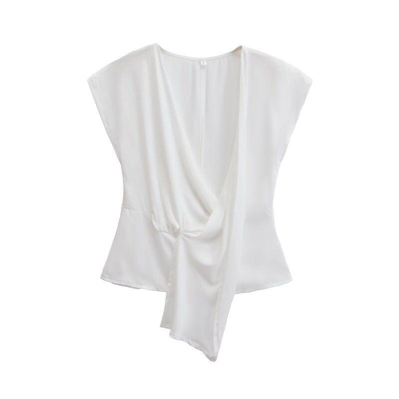 Fashion Style 2024 New Fall Women's Clothing Stylish Minimalist Easiest for Match Round Neck Sleeveless Tops 3055572