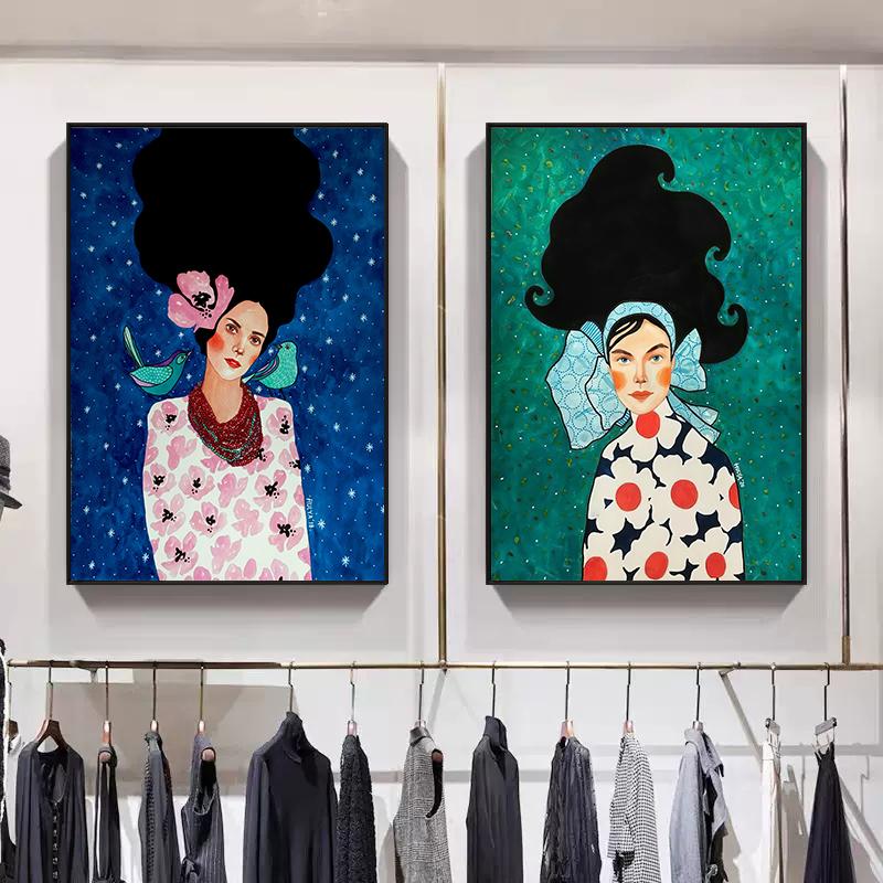 Абстрактный цветок женщина девушка волосы модный плакат холст живопись скандинавская настенная картина для современной гостиной украшения дома